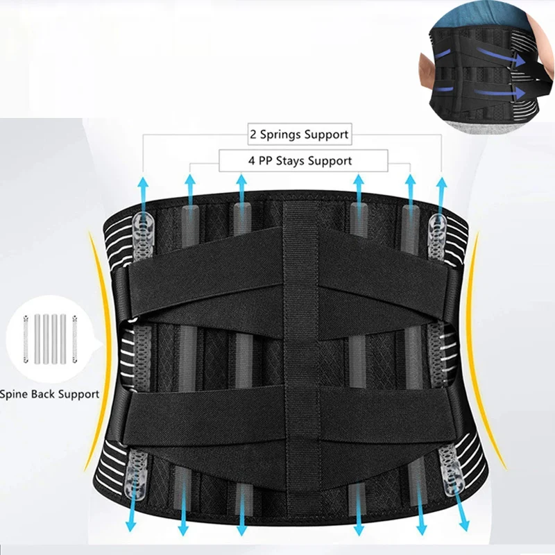 Lumbar Support Belt Men Women Back Waist Orthopedic Corset Spine Protector Trainer Trimmer Gym Sports Brace colete coluna XA24L