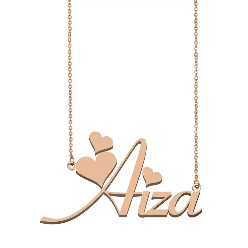 

Aiza Name Necklace for Women Stainless Steel Pendants Gold Plated Girl Friends Birthday Wedding Christmas Mother Days Gift