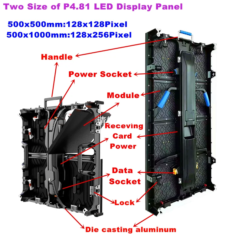 Pantalla LED Matrix para exteriores, 500x500mm, 500x1000mm, P3.9, P4.81, alquiler de cartelera