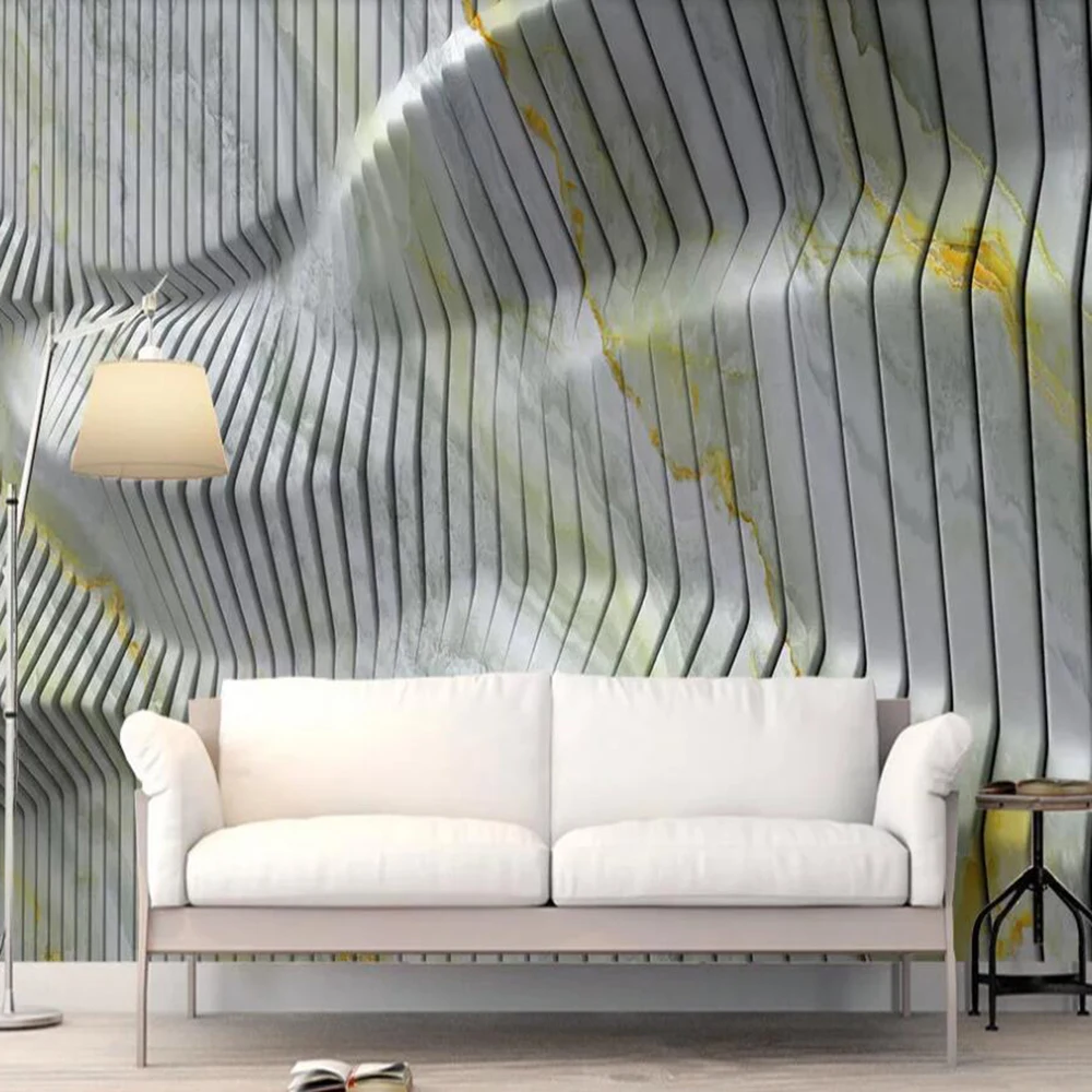 

Milofi custom 3D wallpaper mural abstract geometric solid curve marble background wall living room bedroom decoration painting w