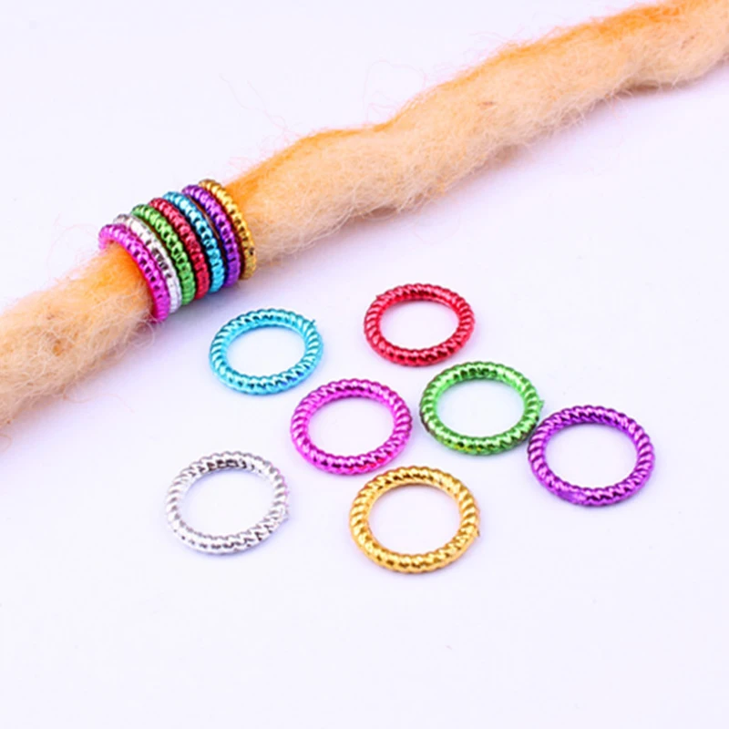 5/50/100PCS African Hair Braid Dreadlock Beads Cuffs Clips Braid Spiral Braid Hair Extension For Accessories Hair Ring Mixing