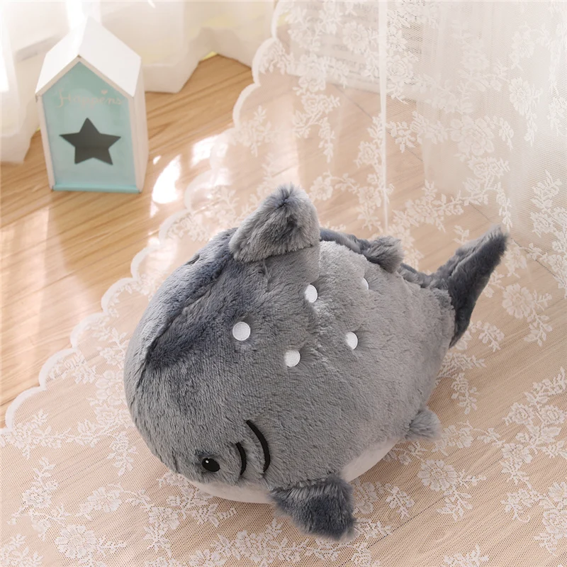 Cute Fat Shark Pillow Dolls Stuffed Soft Plush Whale Toys Kawaii Hug Fish Pillow Cushion for Birthday Xmas