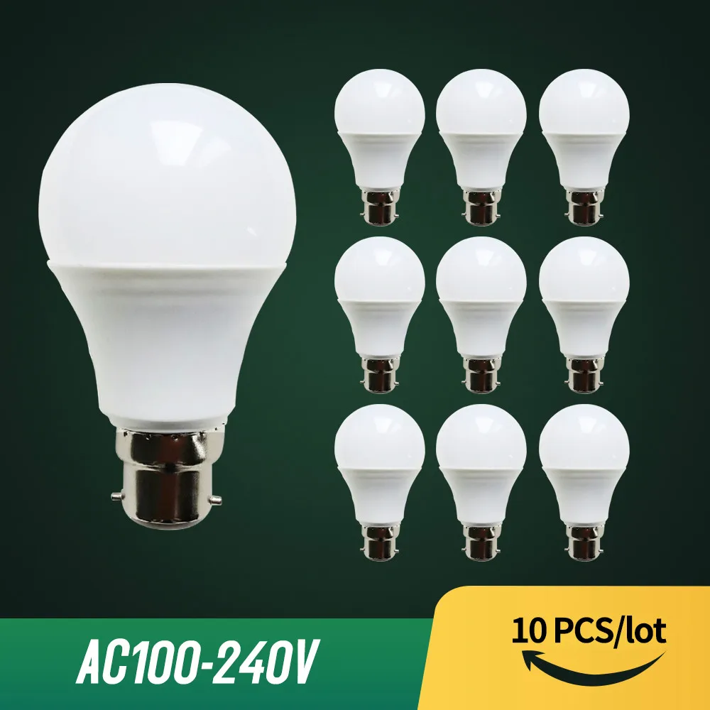 

10pcs/lot B22 LED Bulb No Flicke Lamp 3W 6W 9W 12W 15W 18W 21W Bayonet Light 110V 220V 240V Lampada Cold/ Warm White Bombillas