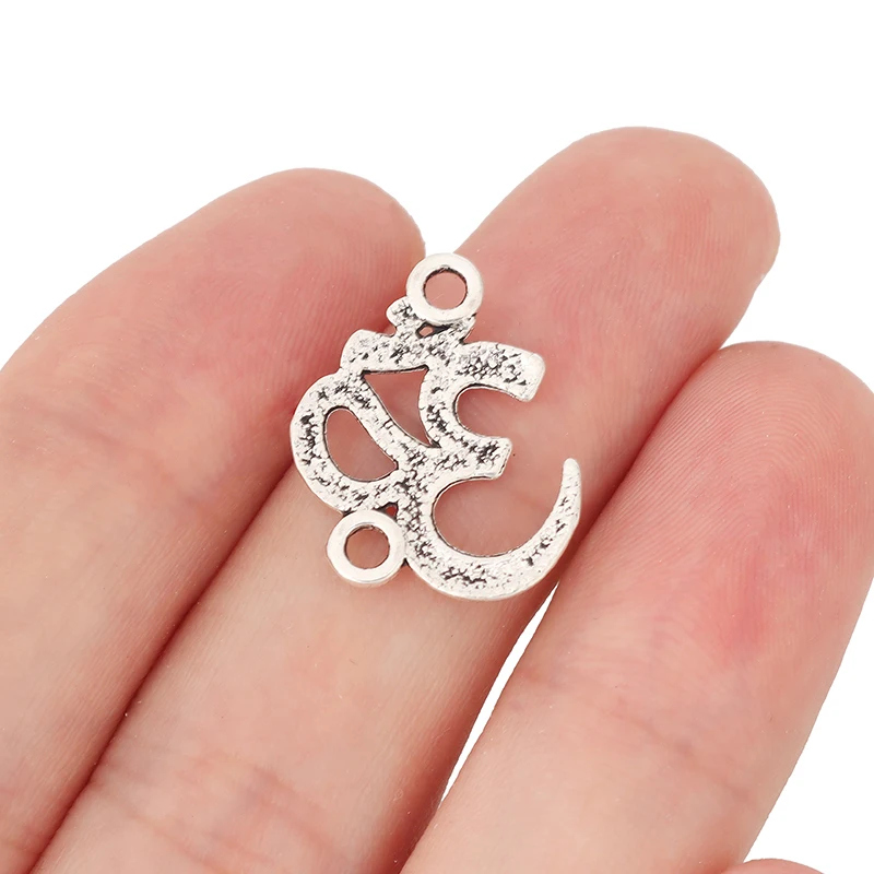 30 x Tibetan Silver OM AUM Yoga Connector Charms for Bracelet Jewelry Making Accessories 21x17mm