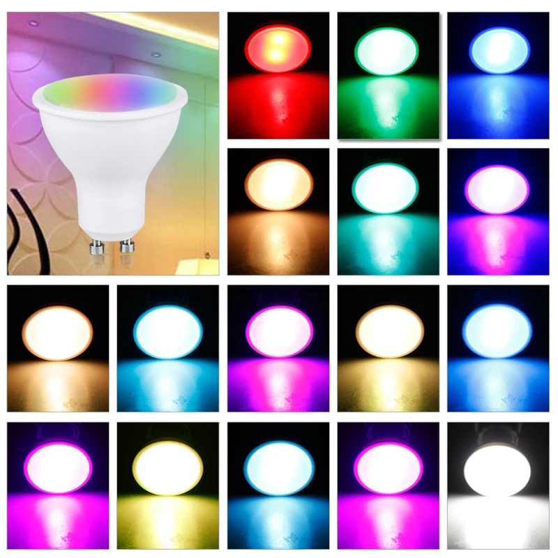 2021 New Gu10 Wifi Smart LED Light Bulb Spotlight Tuya/Smart Life APP 4W RGBCW Voice Control Work With Amazon Alexa Google Home