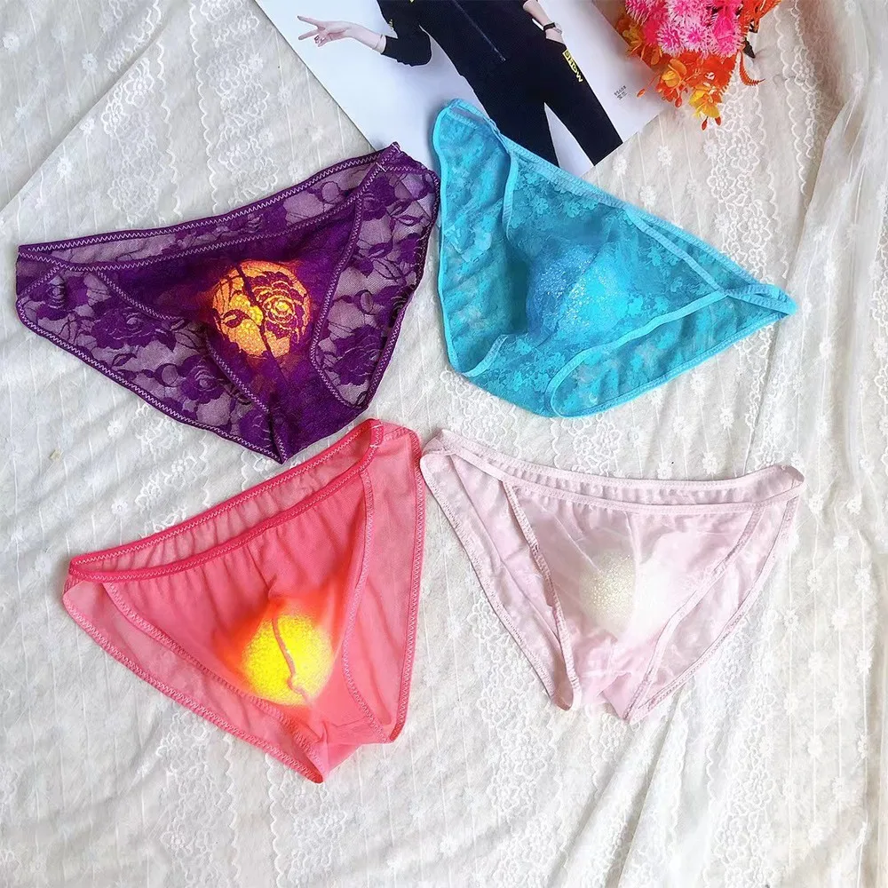 Men Underpants Sexy Panties Lace Panties Sheer Pouch G String Bikini Briefs Thongs Exotic Accessories Underwear Color Randomly