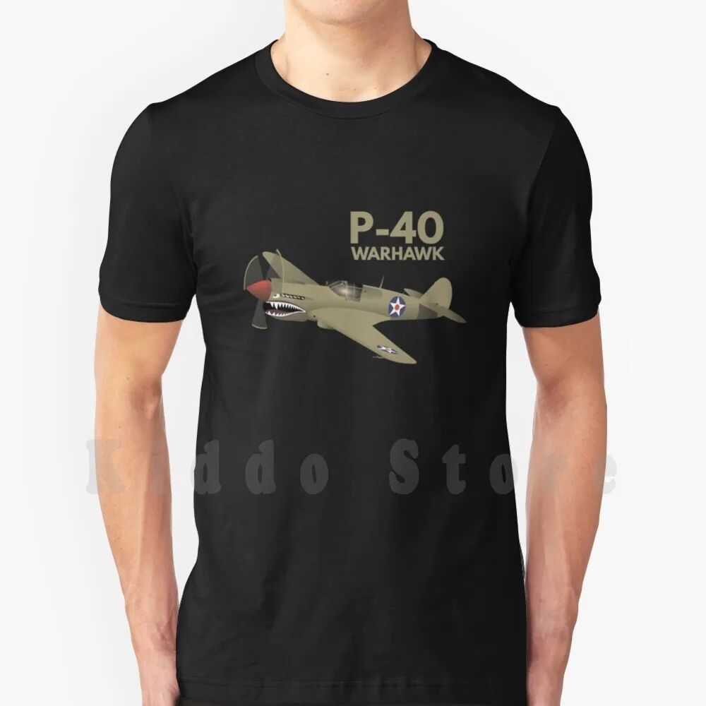 Ww2 P-40 Warhawk Airplane T Shirt Cotton Men DIY Print Cool Tee P40 P 40 Warhawk Tomahawk Kittyhawk Fighter Airplane Plane