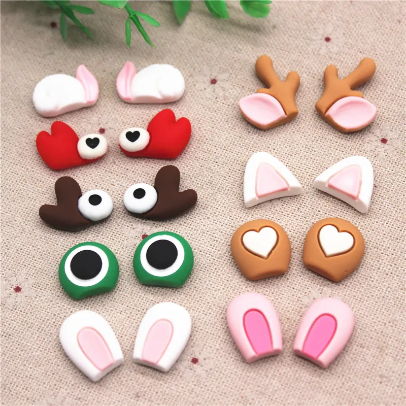 10pcs(5pairs) Cute New Resin Rabbit/Deer/Bear/Sheep/Cat Ears Flatback Cabochon DIY Jewelry/Craft Phone Decoration,