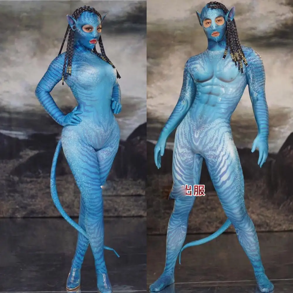 Halloween Alien Space Show Blue Ava tar Cosplay Nightclub GoGo Dance Team Ds costume sexy singer jumpsuit