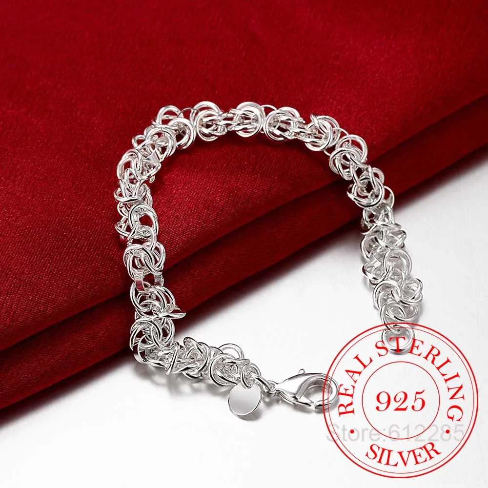 100% Real 925 Sterling Silver Bracelets For Women Fashion Leading Shrimp Buckle Charm Chain Bracelets Bangles Day Wear