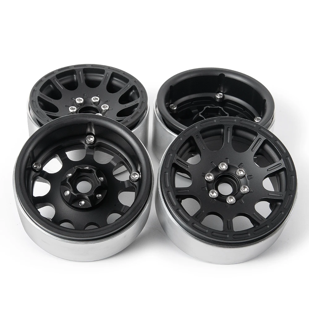 AXSPEED 1/4pcs 1.9 inch Alloy Metal Beadlock Wheel Rims for 1/10 Scale AXIAL SCX10 D90 CC01 RC Crawler Car Upgrade Parts