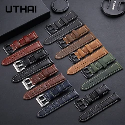 UTHAI P32-correas de reloj de doble cara, correa de cuero de vaca de primera capa, correa de reloj de 22mm, corazón de cuero de vaca real suave, correa de cuero de 20mm