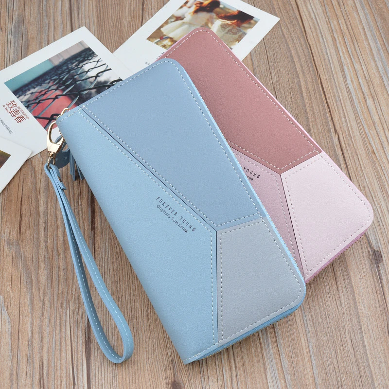 Geometric Luxury Brand PU Leather Women Long Zipper Coin Purses Tassel Design Clutch Wallet Female Money Credit Card Holder