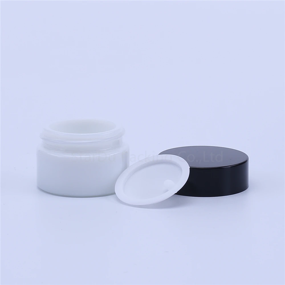 

300pcs 15g White Glass Cream Jars Cosmetic Packaging With Lid Plastic Caps & Inner Liners Round Empty Small Glass Jars