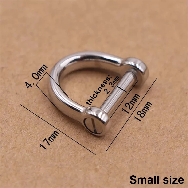 1 x Stainless steel D-ringshackle Buckle Keychain Ring Hook screw pin joint Connecter Bag Strap Clasp Leathercraft Parts