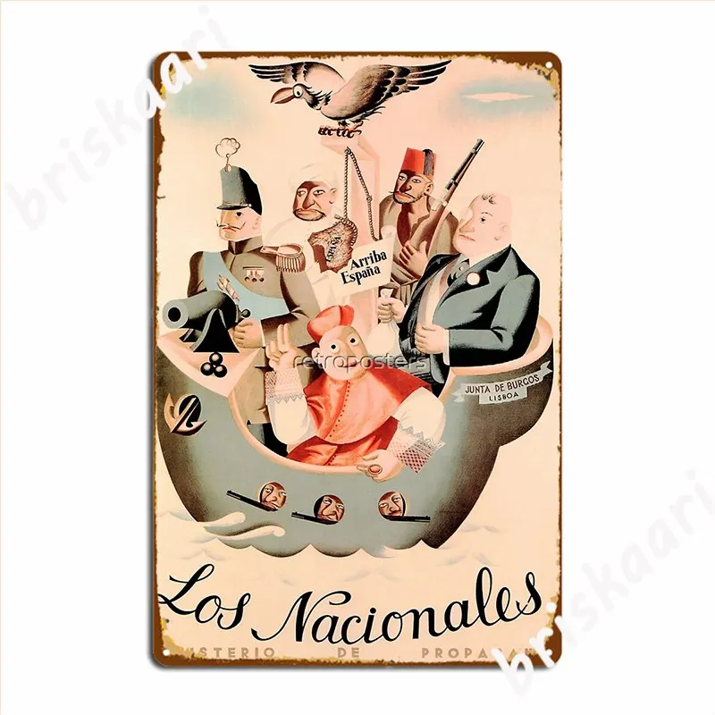 Los Nacionales Spanish Civil War Government Propaganda Poster Dated 1936 Metal Sign Funny Painting Décor Tin Sign Posters