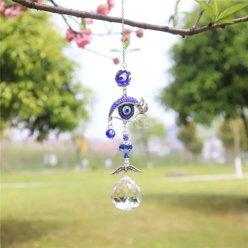 Turkish Blue Evil Eye Butterfly Decor Wall Hanging Suncatcher for Home Decor Protection Good Luck Blessing Housewarming Gift