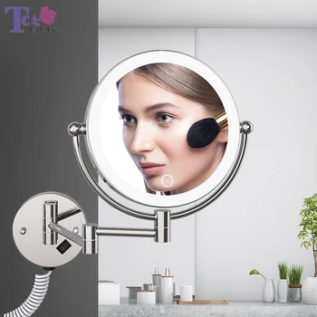 Wall Mounted LED Makeup Mirror With Plug 5X Magnifying Cosmetic Mirror Double Sided Wall…