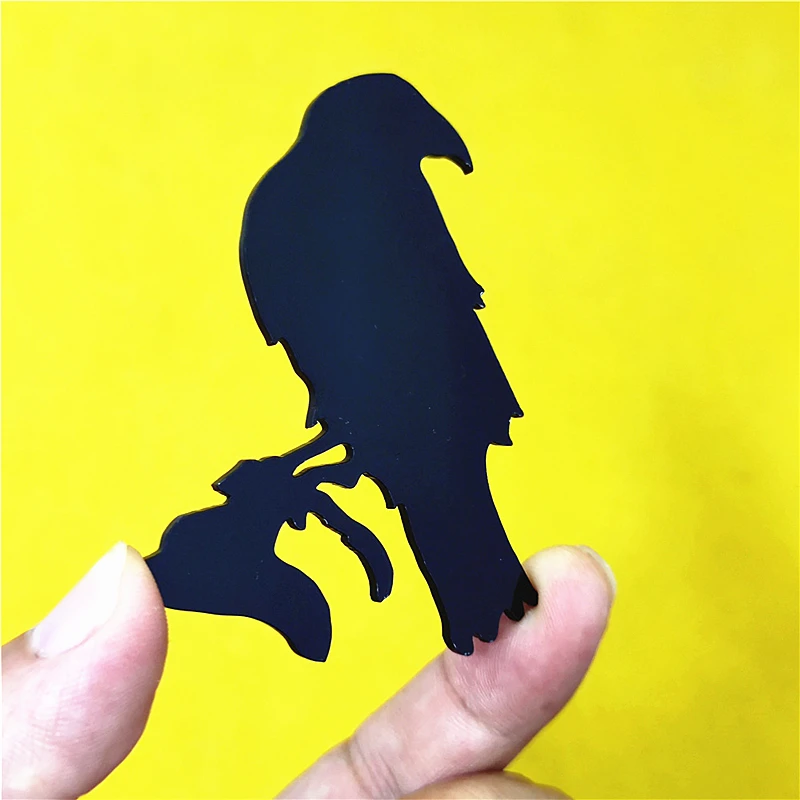 KUGUYS Halloween Bird Crow Pocket Pins Women Men Boys Girls Kids Brooch Black Acrylic Jewelry Gothic Party