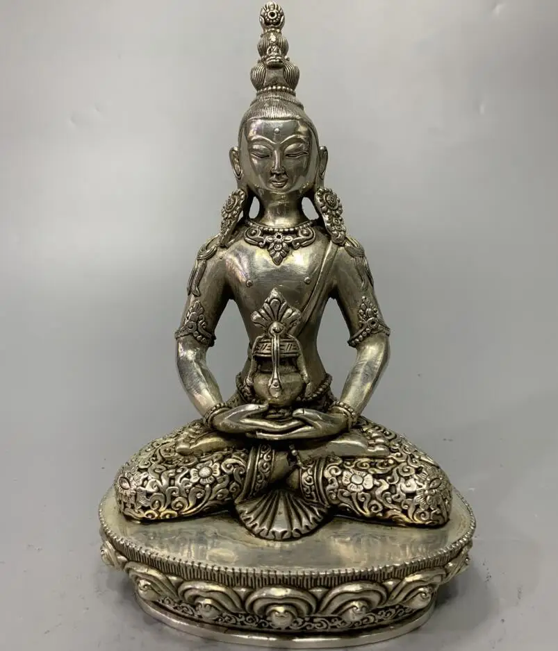 

China White copper archaize Tibetan Buddha crafts statue