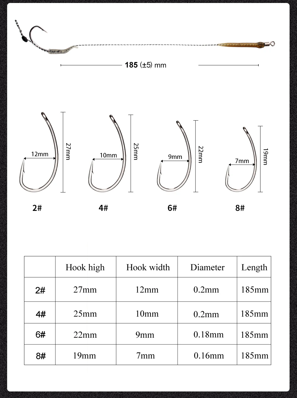 6 Stück Karpfenangelhaken, vorgebundene Karpfenhaken-Hair-Rigs mit Schnur, fertige Boilies-Köder-Hair-Rigs, Karpfenangelzubehör – Detail 6