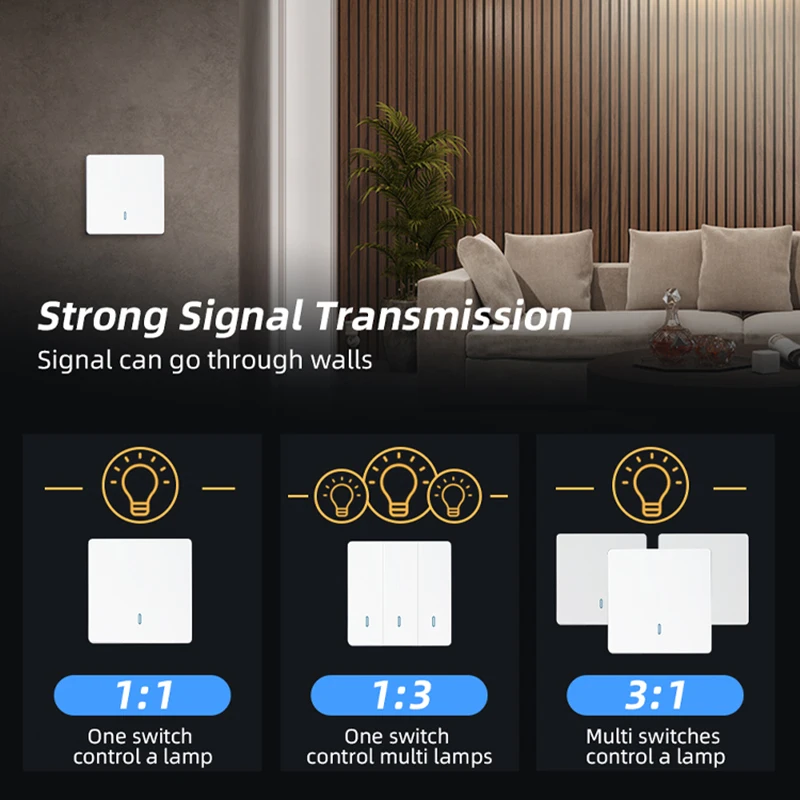 Radio RF 433Mhz Light Switch Module,Lamp Remote Controller,86 Wall Panel Push Button Transmitter,AC 110V 220V Relay Interruptor