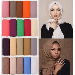 1PCS Muslim Women Hijab Islam Scarves Neckerchief Long Soft Headband Cotton Plain Hijabs Wraps Fashion for Adult