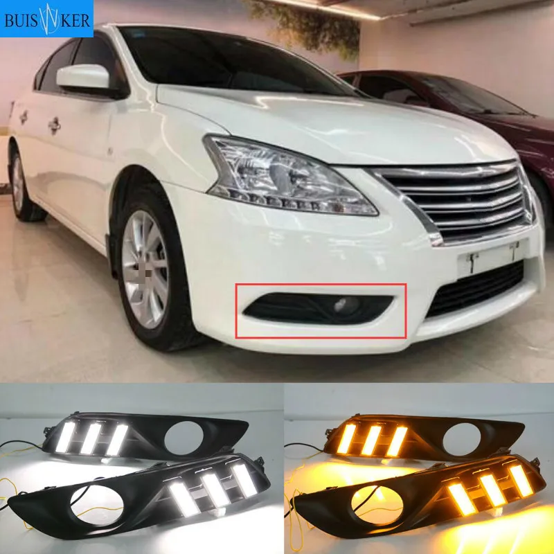 

2pcs For Nissan sentra Sylphy 2012 2013 2014 2015 LED DRL Daytime Running Lights Daylight yellow turn Signal lamp