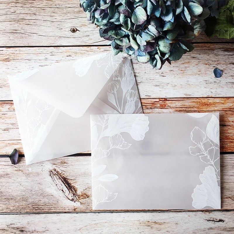 5pcs/lot Beautiful Translucent Sulfuric Acid Paper Envelope Sets Creative Designs Dreamlike Lace Wedding Invitation