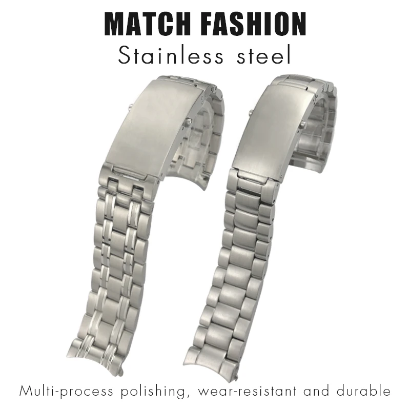 316L Stainless Steel Curved End Watchband 20mm 22mm Fit for Omega Seamaster Planet Ocean Diver 300 Silver Solid Watch Strap Tool