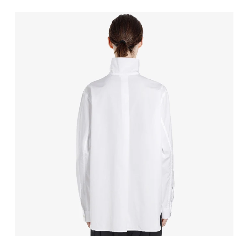 

Men's Long Sleeve Shirt Spring And Autumn New Stereoscopic High Collar Removable Simple Classic Loose Solid Color Shirt