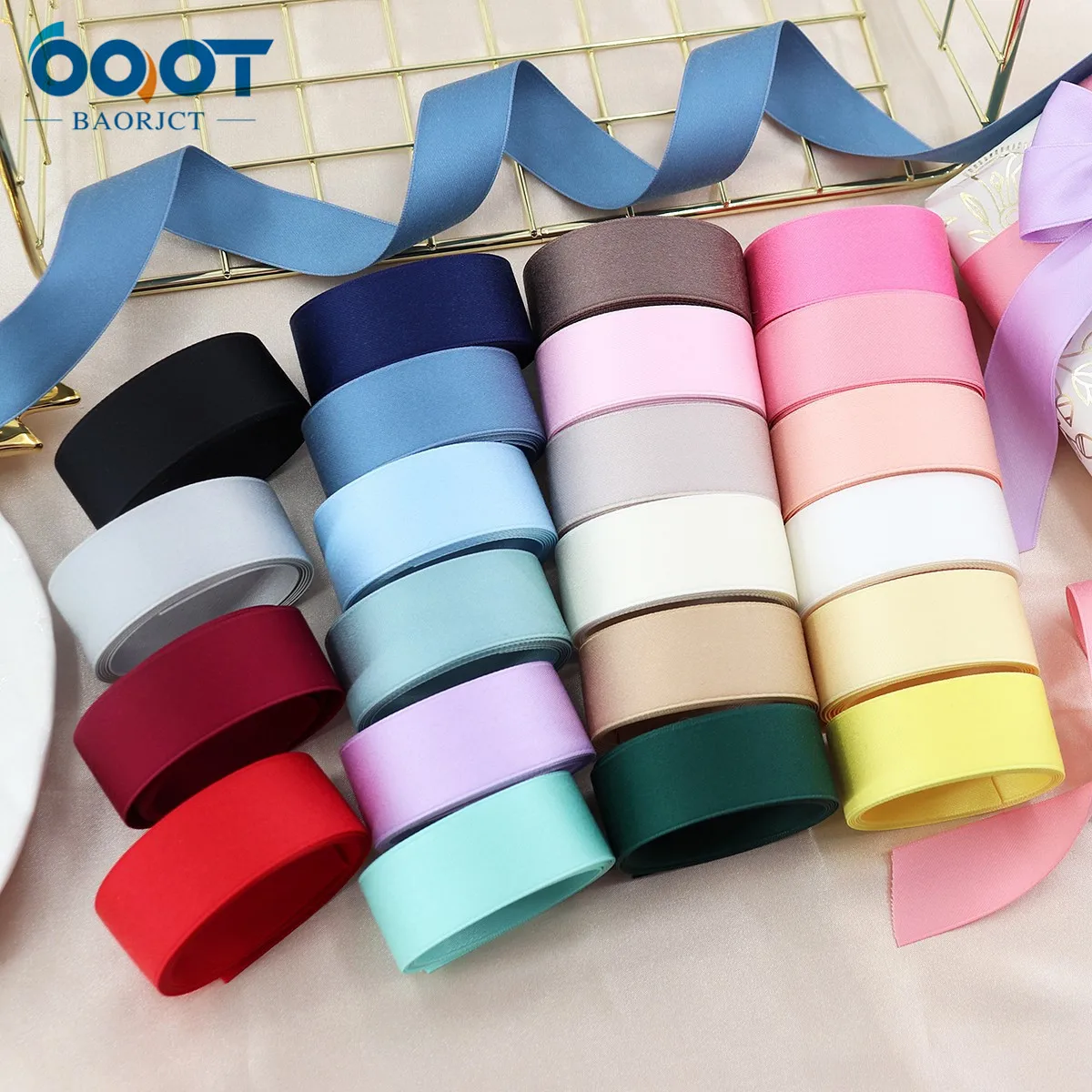 22105 Multiple Sizes 10Yard Solid Color Double-sided Polyester Cotton Wedding Decorative Ribbons,Gift Wrap,DIY Handmade Material