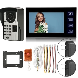 Interphone vidéo avec caméra HD 1000TVL, héros d'empreintes digitales, télécommande, mot de passe, téléphone de porte, étanche, TFT, 7 pouces