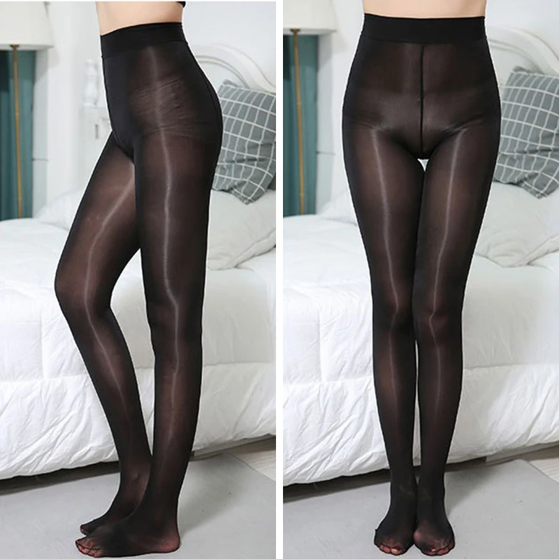 Plus Size Women\'s Pantyhose Sexy Widen Waist Transparent Thin Big Size Shiny Oil Pantyhose Indestructible Tights Large Sizes