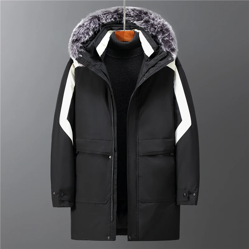 

Winter White Duck Down Jackets Men Hooded Thick Warm High Quality Fur Collar Down Coats Male Casual Winter Outerwer Down Parkas