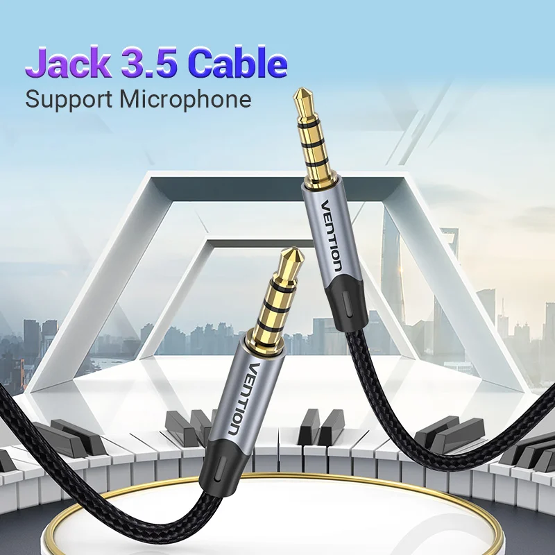 Vention Jack 3,5-Cable auxiliar macho a macho, Conector de Audio HiFi de 3,5mm para guitarra, coche, micrófono, auriculares, altavoz