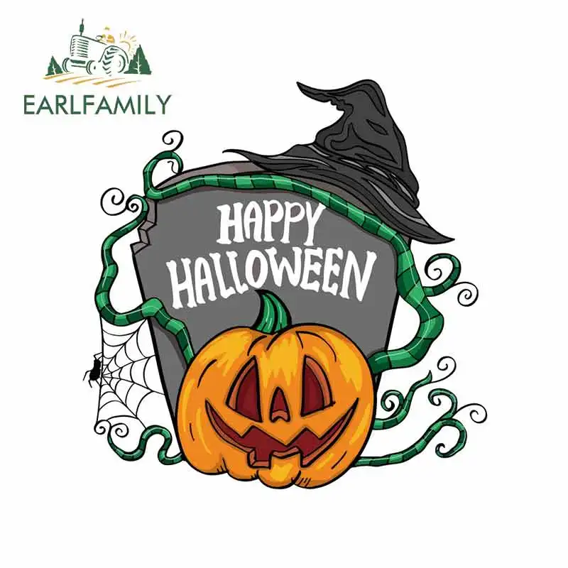 EARLFAMILY 13cm x 12.8cm for Happy Halloween Personality Creative VAN Stickers Vinyl Car Wrap Bumper Decoration Anime JDM Decal