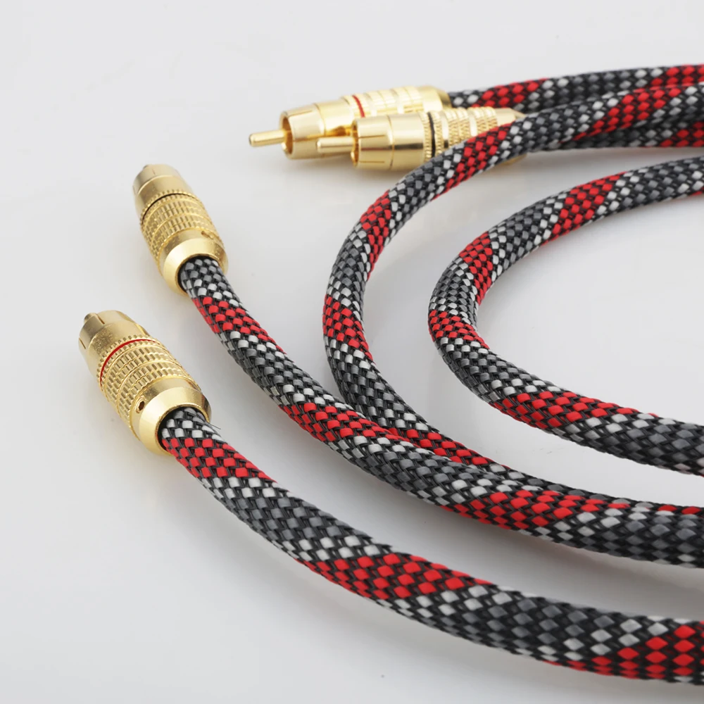 Audiocrast OFCทองแดงเต็มรูปแบบป้องกันAnalogue AudioสายPhono RCAสายเชื่อมต่อ 2RCA-2RCAสัญญาณสาย