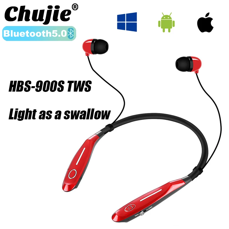 HBS900S Bluetooth headset hanging neck wireless sports real stereo running sports waterproof headset for Xiaomi Huawei