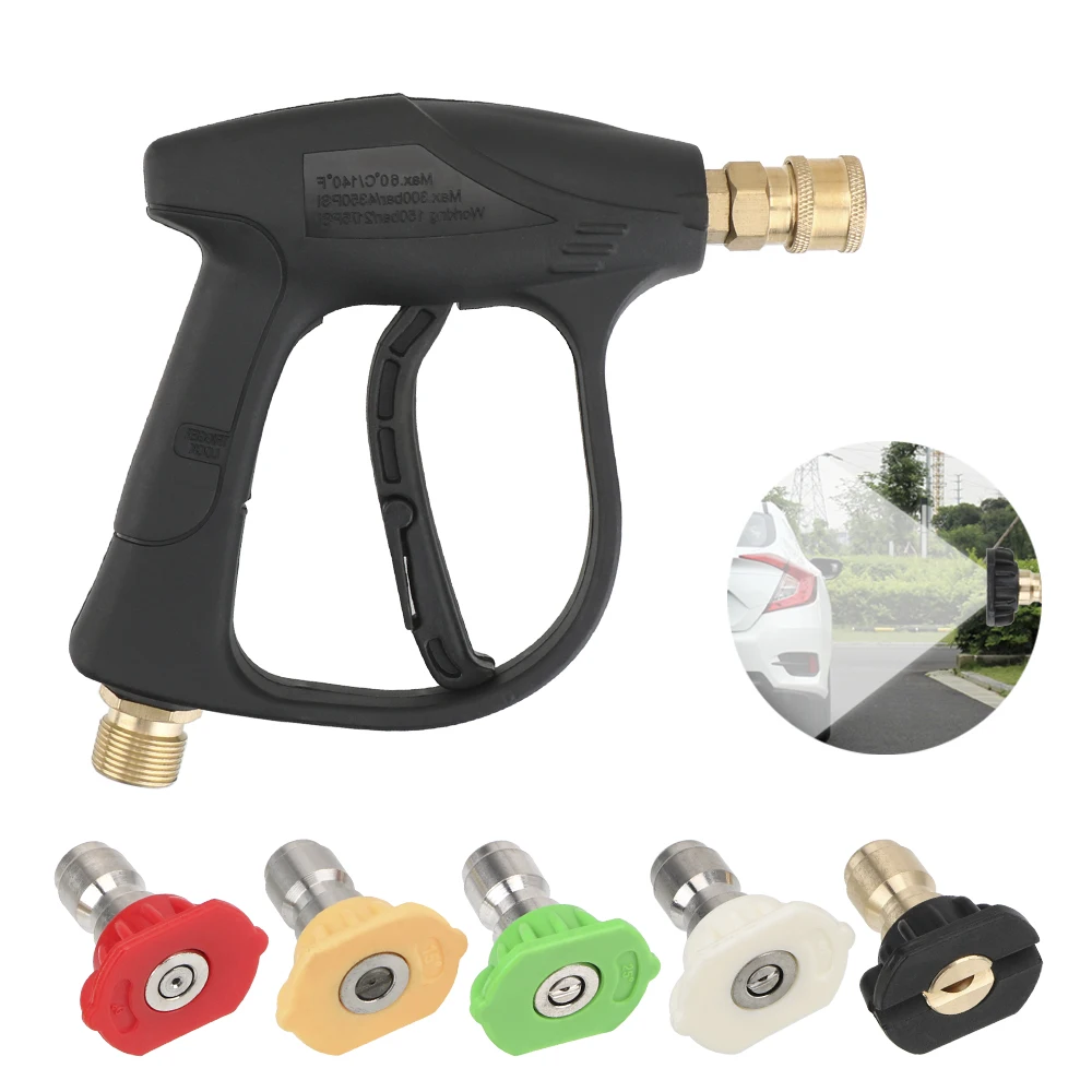 Car High Pressure Water Tool with 5pcs Soap Spray Nozzles 14mm M22 Socket 1/4