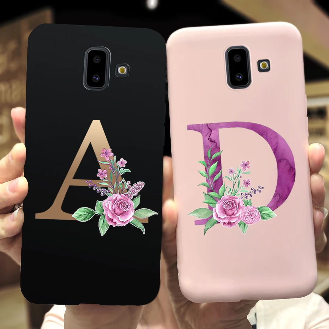 Alphabet Monogram Case For Samsung Galaxy J6 Plus Case Cover Soft Silicone Phone Coque For Samsung J6 2018 J6 J 6 J6Plus Funda