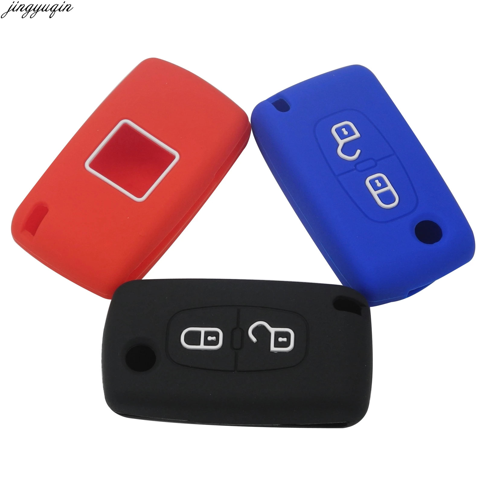 

Jingyuqin 86pcs Remote Car Key Silicone Case Protector Cover For Peugeot 206 207 208 307 308 407 408 Citroen C3 C4 C5 C4L 2BTNS