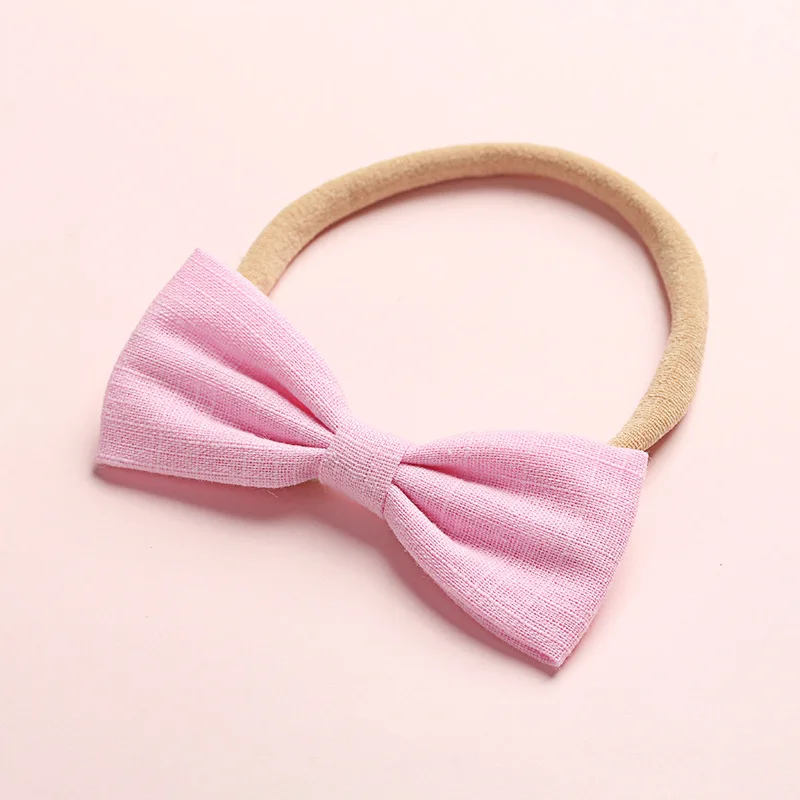 6Pcs/Lot Hair Bows Baby Girls Headband Nylon Headbands Linen Fabric Hairband For Kids Newborn Spring Hair Accessories Lovely