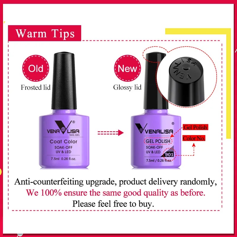 Venalisa Long Wear Top Coat Tempered Top Coat Peel Off Base Coat Color Nail Gel Polish Wunderschönes semi-permanentes Nagelgel-Emaille