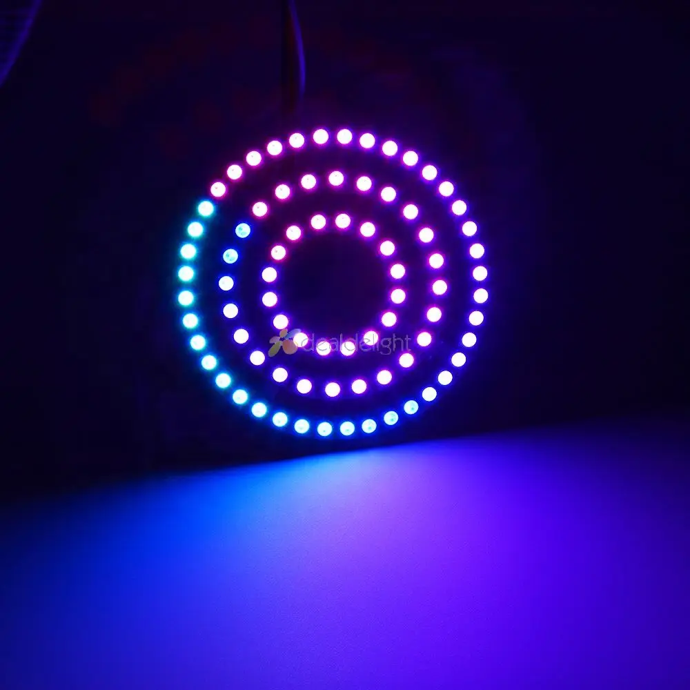 Ws2812b pixel ring 8 16 24 35 45 leds ws2812 construído em ic 5050 rgb individualmente endereçável led anel módulo luz dc5v