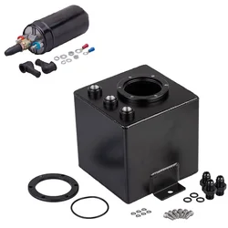 Universal 2L Aluminium Oil Catch Tank/Fuel Cell/Fuel Surge Tank/Fuel Can with 044 Fuel Pump BLACK