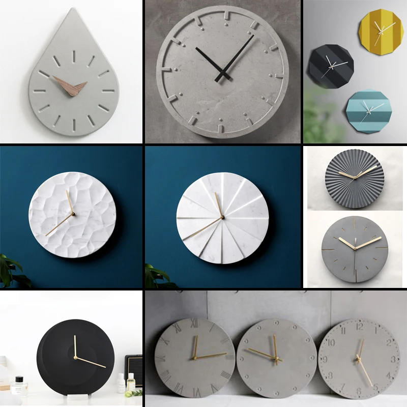 Circular concrete wall clock silicone mold living room bedroom hexagon cement clock mold plaster resin square wall clock mold