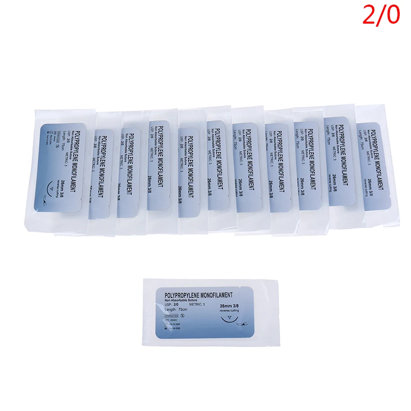 12pcs/set 75cm 2/0 3/0 Dental Surgical Needle Silk Medical Thread Suture Surgical Practice Kit