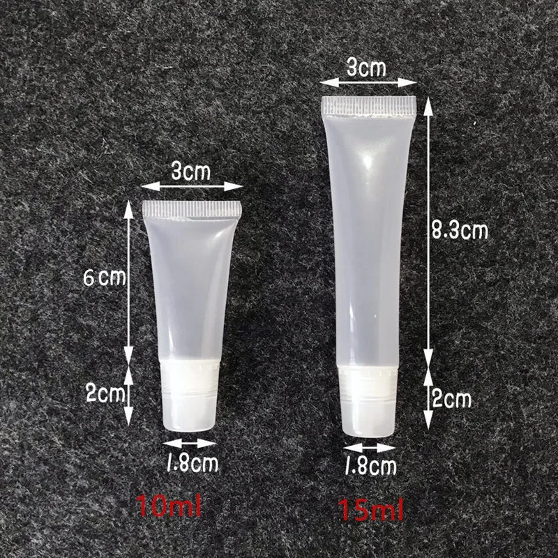 50pcs 5ml 10ml 15ml 20ml Empty Lipstick Tube Lip Balm Soft Makeup Squeeze Sub-bottling,Clear Plastic Lip Gloss Container F606