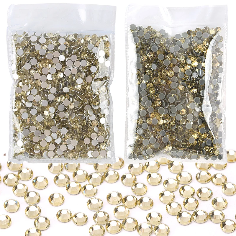 QIAO Jonquil Flatback Rhinestones Shiny Crystal Strass Gems Non Hotfix Glue on Rhinestones for DIY Garment Dresses Decorations